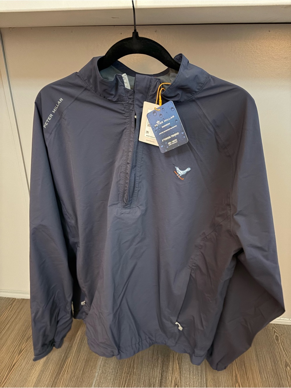 Peter Millar limited edition Blue Pullover Windbreaker with Embroidered Bird